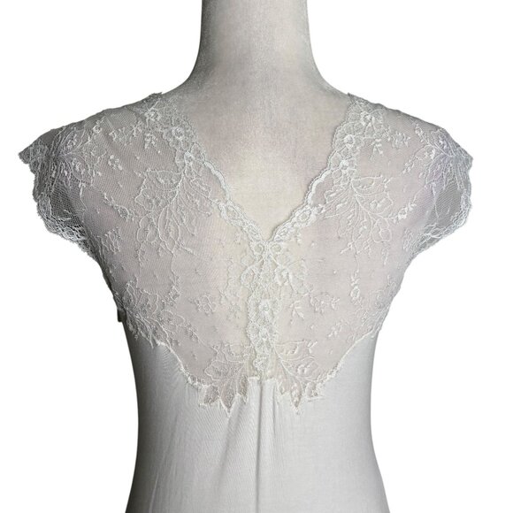 Frette Italy White Lace Longuette Nightgown Small Stretch Luxury Modal - Picture 5 of 7